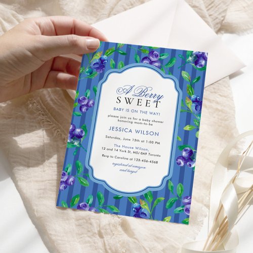 A Blueberries Sweet Baby Shower  Invitation