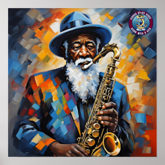 A Blues man playing the saxophone Poster