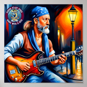 A Blues Man Rocker on the street corner Poster