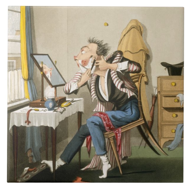 A Blunt Razor, pub. by Hunt, 1827 (coloured etchin Ceramic Tile (Front)