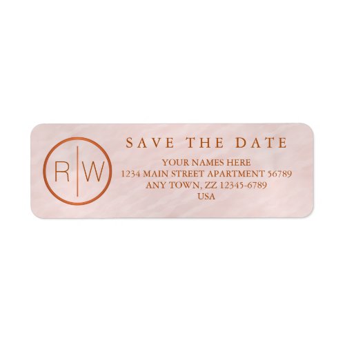 A Blush Pink Watercolor Monogram Wedding Set Label