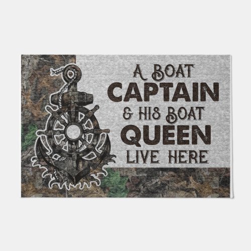 A Boat Captain And His Boat Queen Doormat