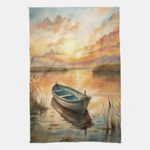 A Boat on the Lake Kitchen Towel