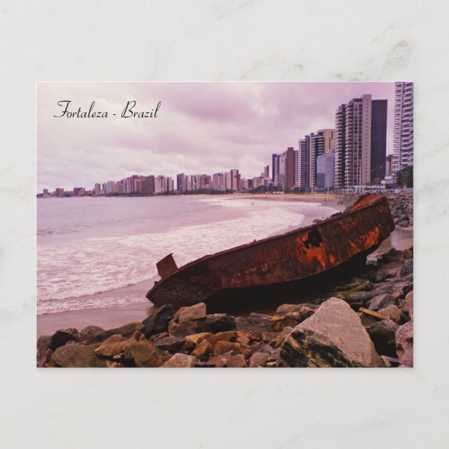 A boat wreck on the beach. Fortaleza, Brazil Postcard (Front)