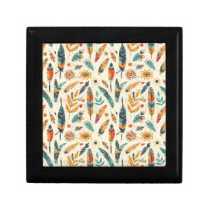 A bohemian-inspired light colored pattern  gift box