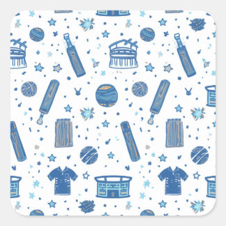 A bold and hand-drawn cricket doodle pattern fille square sticker