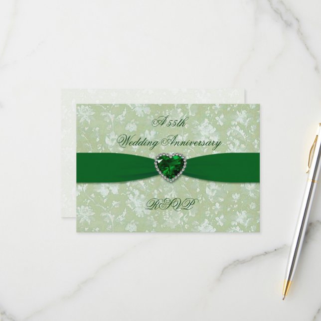 A Bold Damask 55th Wedding Anniversary RSVP (Front/Back In Situ)