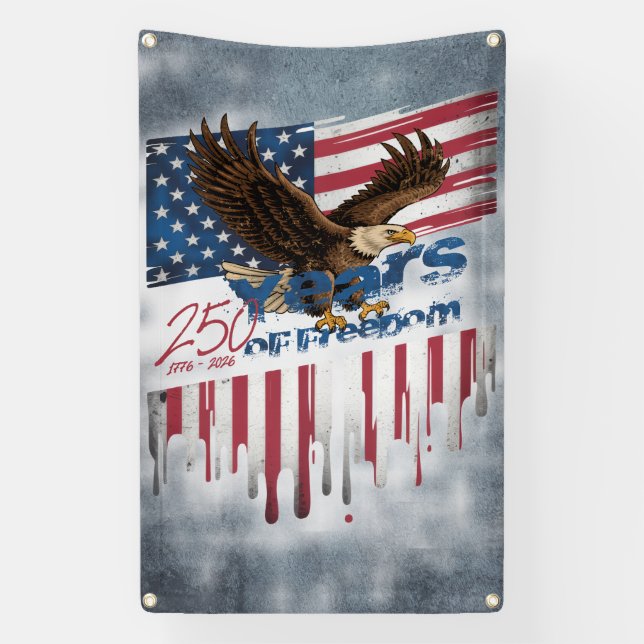 A bold, distressed illustration of a eagle banner (Vertical)