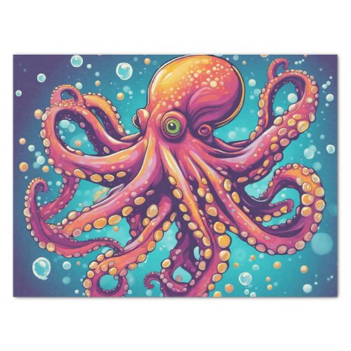 A Bold Pop Art Octopus Decoupage Design Tissue Paper