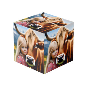 **"A Bond of the Highlands: A Child and Her Cow"** Cube