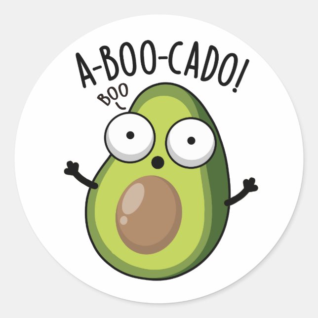 A-boo-cado Funny Avocado Scare Puns  Classic Round Sticker (Front)