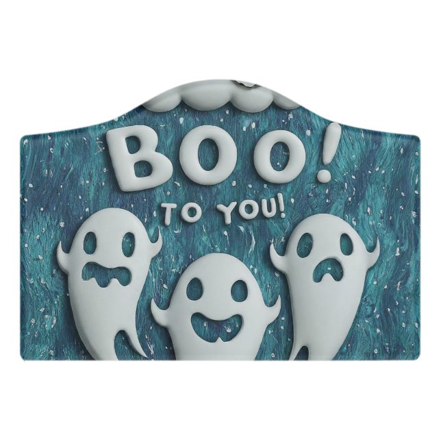 A boo-tiful Halloween greeting -  Door Sign (Small Crest Front)