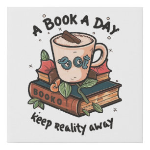A book a day keep Reality away Faux Canvas Print