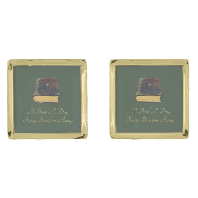 A Book A Day Keeps Boredom Away Cufflinks (Front)