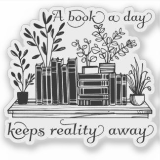 A Book a Day Keeps Reality Away Bookish Book Lover Sticker