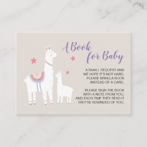 A Book For Baby Llama Shower Book Request Enclosure Card