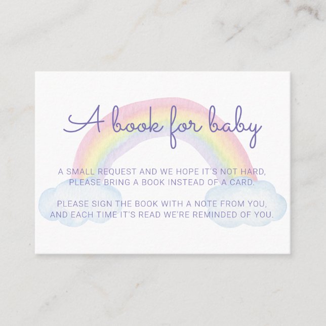 A Book For Baby Rainbow Baby Shower Book Request Business Card (Front)