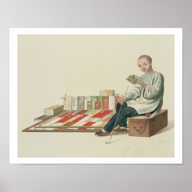 A Bookseller, plate 6 from 'The Costume of China', Poster (Front)