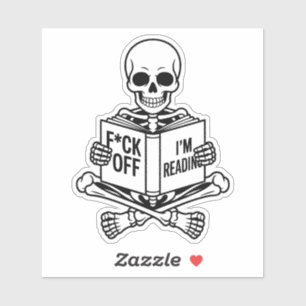 A Booktrovert Skeleton Sticker