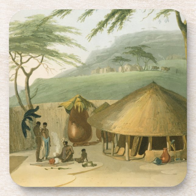 A Boosh-Wannah Hut, plate 7 from 'African Scenery Beverage Coaster (Front)