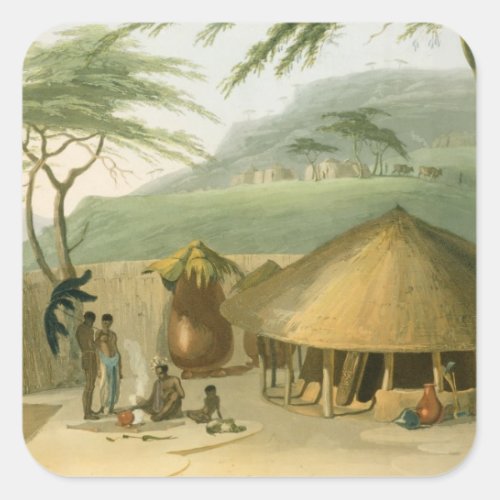 A Boosh_Wannah Hut plate 7 from African Scenery Square Sticker