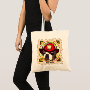 A Boston Terrier Firefighter Tote Bag