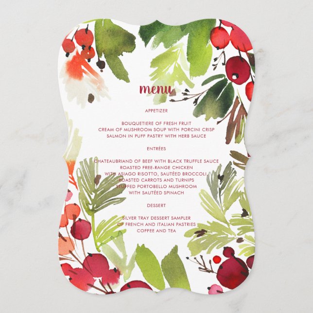 A Botanical Christmas Holiday Menu (Front)