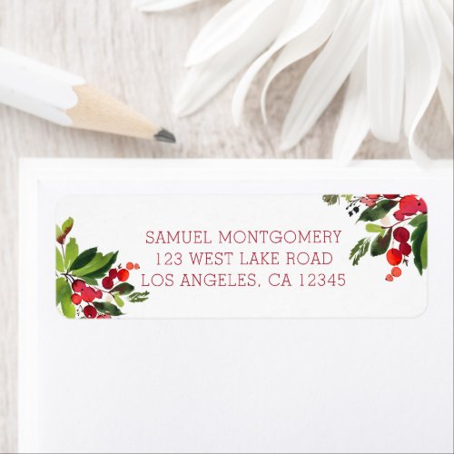 A Botanical Christmas Holiday Return Address Label