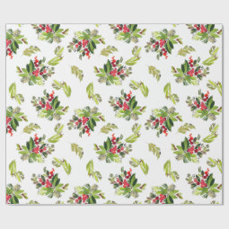 A Botanical Christmas Holiday Wrapping Paper | Zazzle