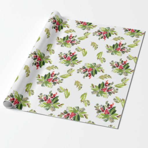 A Botanical Christmas Holiday Wrapping Paper | Zazzle