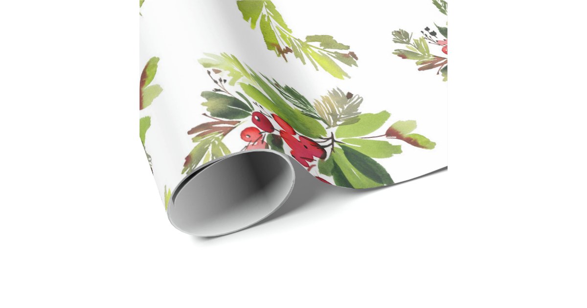 A Botanical Christmas Holiday Wrapping Paper | Zazzle