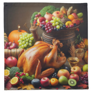 A Bountiful Harvest Feast Cloth Napkin