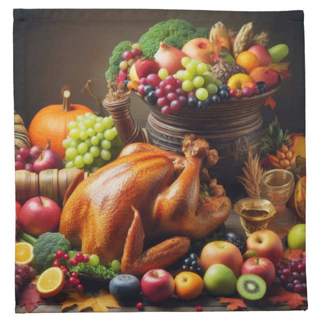 A Bountiful Harvest Feast Cloth Napkin (Front)