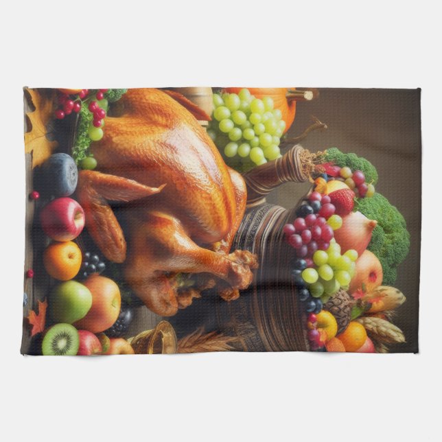 A Bountiful Harvest Feast Kitchen Towel (Horizontal)