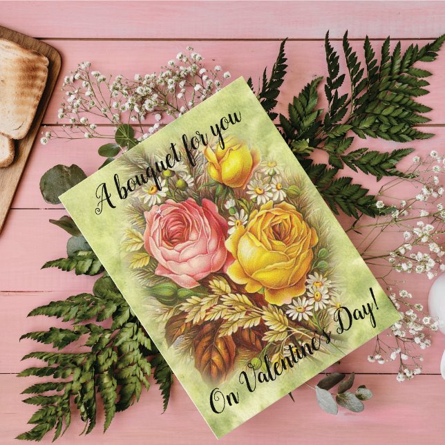 A Bouquet for You on Valentine's Day Victorian Holiday Card (Creator Uploaded)