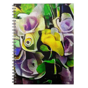 A bouquet of beautiful flowers in a modern style a notebook