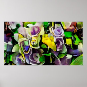 A bouquet of beautiful flowers in a modern style a poster