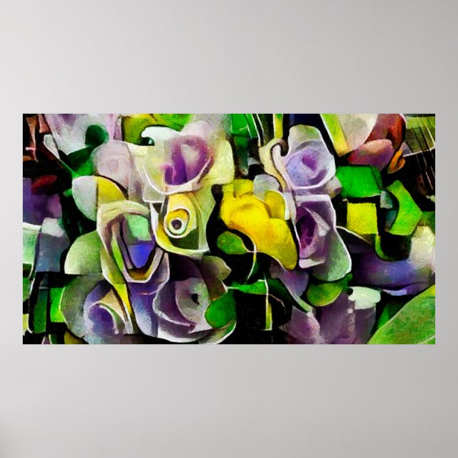 A bouquet of beautiful flowers in a modern style a poster (Front)