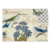 A Bouquet of Blue Flowers, Birds and Butterflies (Front Horizontal)