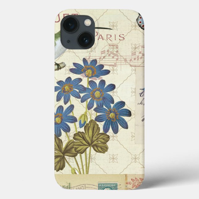 A Bouquet of Blue Flowers, Birds and Butterflies Case-Mate iPhone Case (Back)