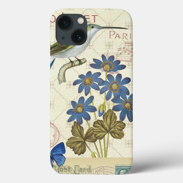 A Bouquet of Blue Flowers, Birds and Butterflies Case-Mate iPhone Case (Back)
