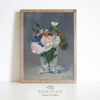 A Bouquet of Flowers in a vase vintage painting Poster