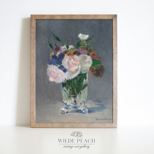 A Bouquet of Flowers in a vase vintage painting Poster