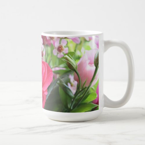 A Bouquet of Flowers Including Red Roses   Coffee Mug