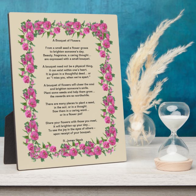 "A Bouquet of Flowers" Poem on 8x10 easel plaque (Side)