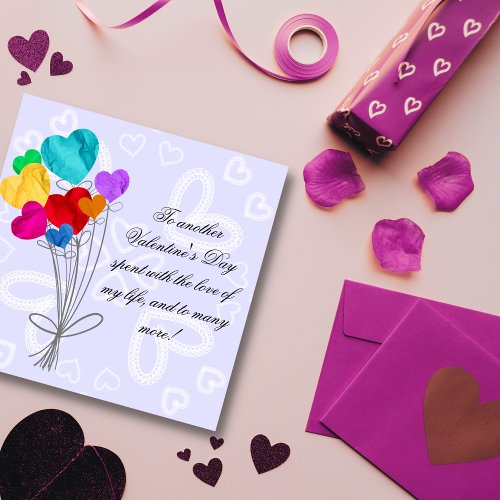 A bouquet of heart paper balloons holiday card