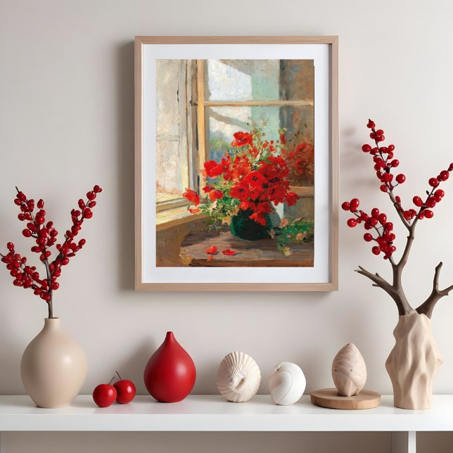 A bouquet of poppies by the window poster (Creator Uploaded)