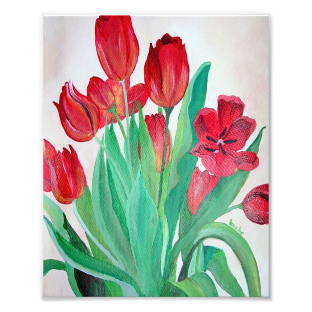 A Bouquet of Red Tulips Photo Print (Front)
