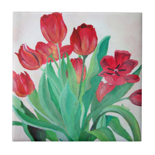 A Bouquet of Red Tulips Tile