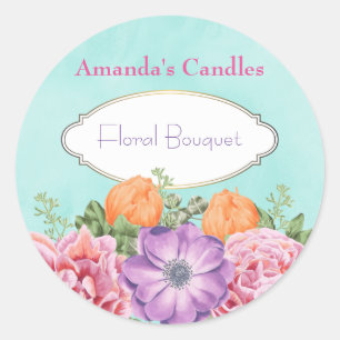 A Bouquet of Watercolor Flowers Candle Scent Classic Round Sticker